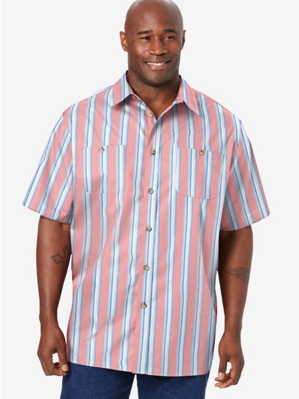 Big & Tall Men's Short-Sleeve Button-Up Shirt